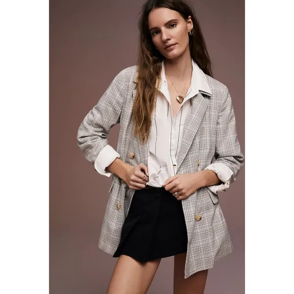Free People Oversized Happy Hour Stripe Button Down Top White Black Small Preppy - Image 15