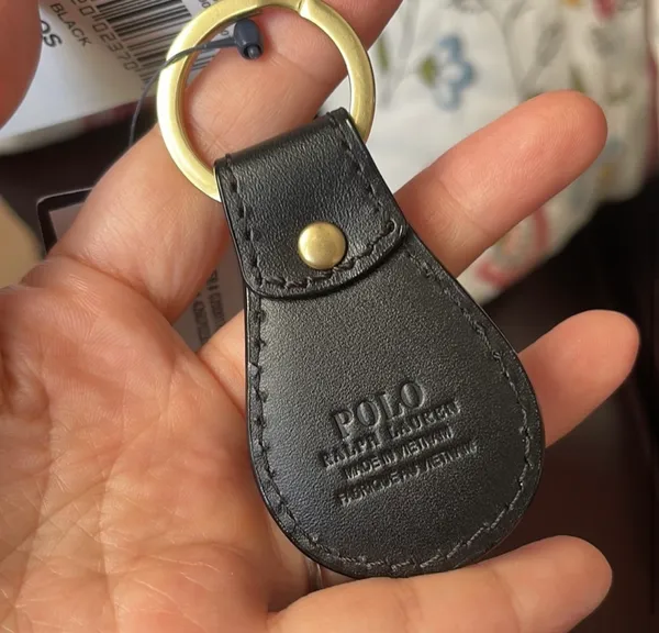 Polo Ralph Lauren Men's Women's Keychain Key Fob Leather Black NWT. - Image 3