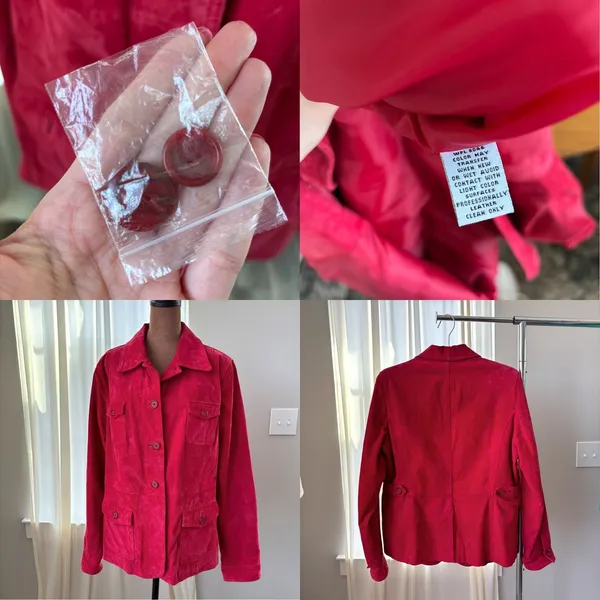 Y2K Vintage Suede Chore Jacket Deep Cherry Red Leather Coat Boho Western Utility - Image 4