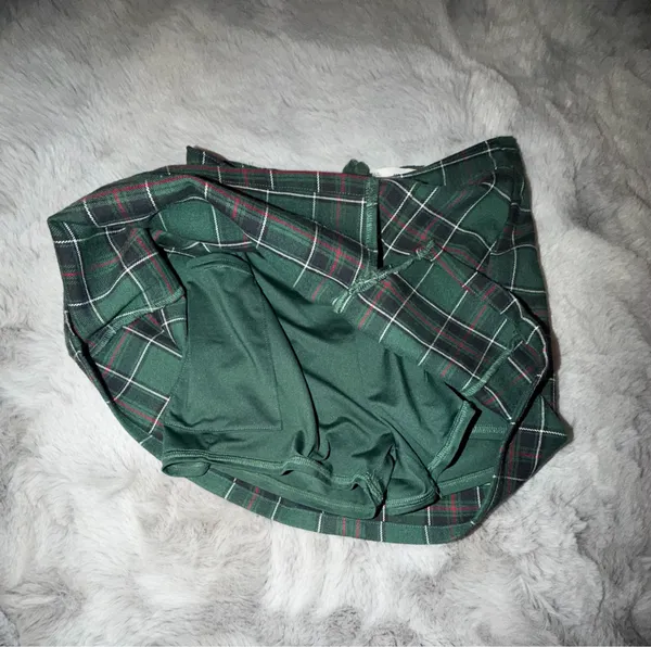 Hollister Green Plaid A-Line Skirt - Image 3