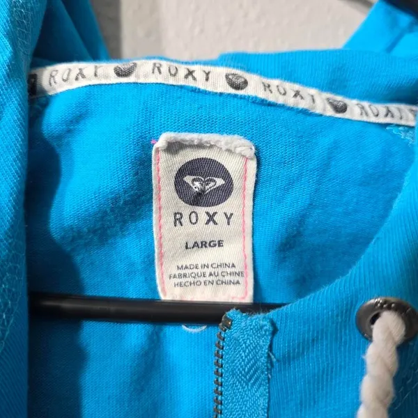 Roxy Blue Cropped Zip-Up Hoodie Y2K Skater Surf Core Style‎ 474852 Size Large - Image 4