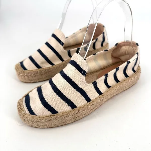 Soludos‎ Smoking Slipper Espadrille slip on shoes striped black tan size 5 - Image 10