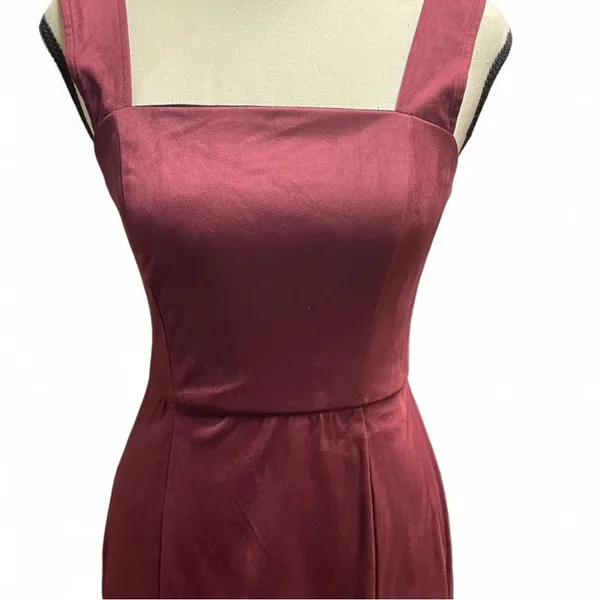 Miami Burgandy Sheath Mini Dress Square Neck Cocktail - Image 2