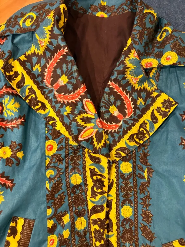 Retro duster jacket whimsygoth boho maximalist floral brown blue sz M - Image 5