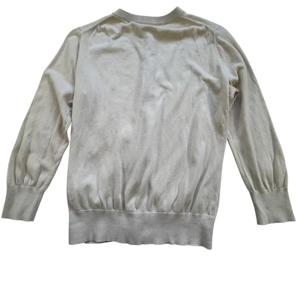 J Crew The Clare Cardigan Cream Sweater Womens M Beige Cotton Button Front Knit - Image 9