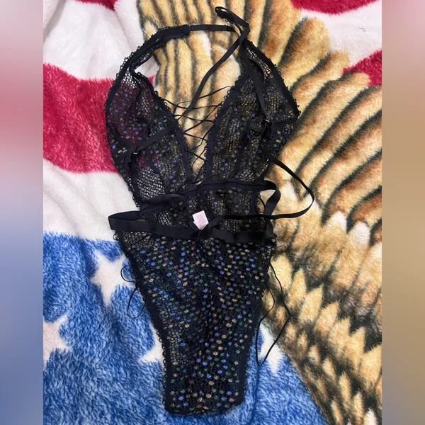 Savage X Fenty Black Bejeweled Bodysuit - Image 2