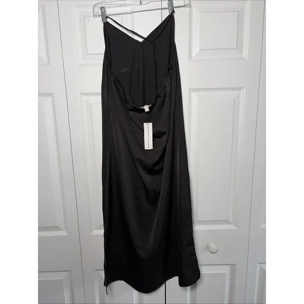 The Drop thetennillelife Satin Midi Slip Dress Womens Size M Black Y2K 90s Style - Image 2