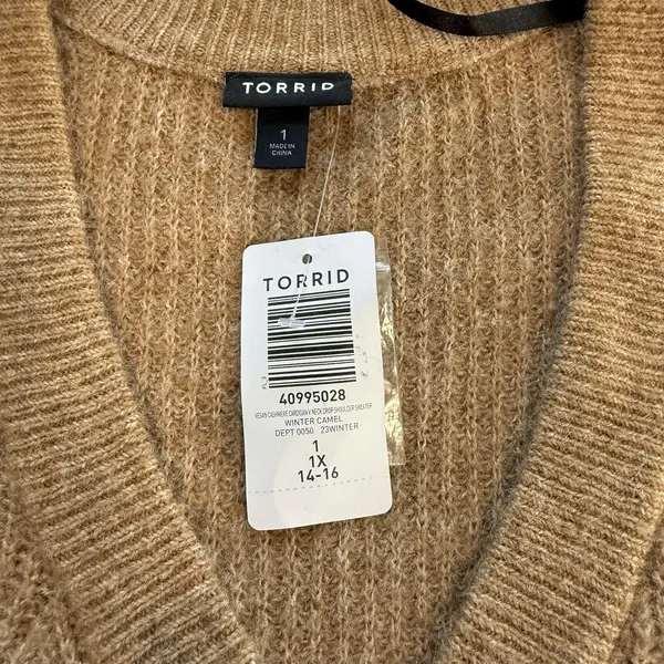 NWT Torrid Beige Vegan Cashmere Button Up Cardigan Sweater‎ Size 1X - Image 14