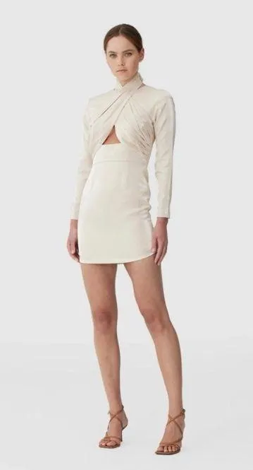 NEW KEEPSAKE emilio long sleeve mini dress in oyster size small / 4 wedding grad - Image 10