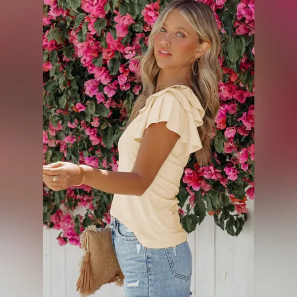 Boutique Tiered Ruffled Short Sleeve Top - Image 3