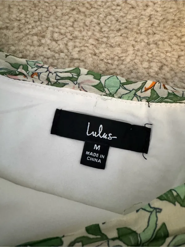 Lulu’s Green Floral Printed Pleated One Shoulder Top - Image 3