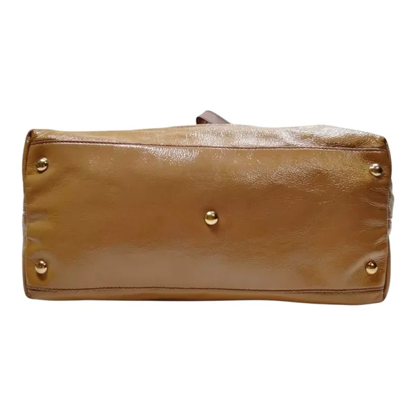 Gucci Soho Brown Tan Patent Leather 2 Way Satchel Crossbody handbag Bag Tassel - Image 5