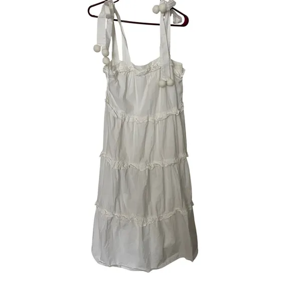 Fab’rik Callie Tiered Midi Dress White Beachy Vacation Size Small - Image 4
