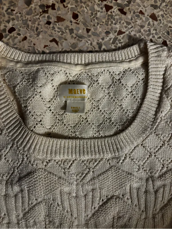 Maeve Short-Sleeve Pointelle Sweater small - Image 5
