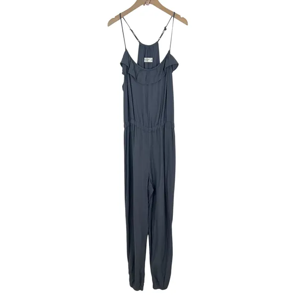 🔥 Abercrombie & Fitch Dark Gray Ruffle Trim Sleeveless Jumpsuit Size Medium - Image 2