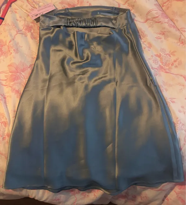 Satin slate blue dress - Image 2