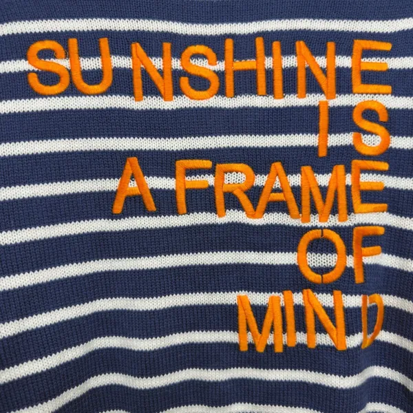 Kerri Rosenthal XOKR Women CottoN‎ Sweater XS Blue White Striped Sunshine Frame - Image 6