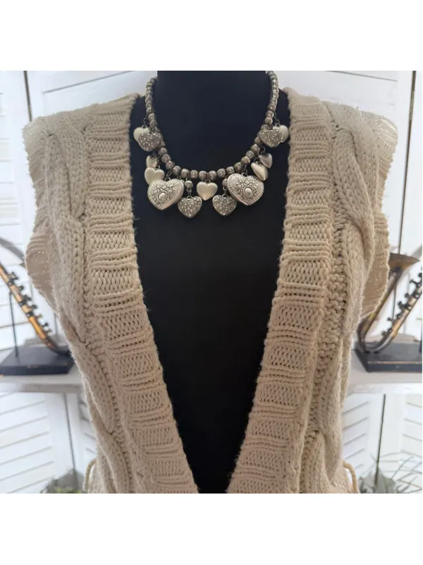Bebe vintage Y2K long knit vest cream cable knit pockets coquette cottage boho - Image 10