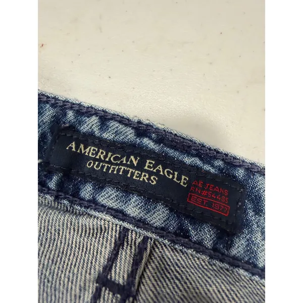 American Eagle Wide Leg Jeans Size 12 Blue Vintage Y2K 2003 Boho Skater Tall‎ - Image 3