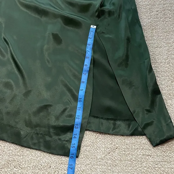 Zara Dark Green Satin Midi Dress Size S 100% Viscosa - Image 13