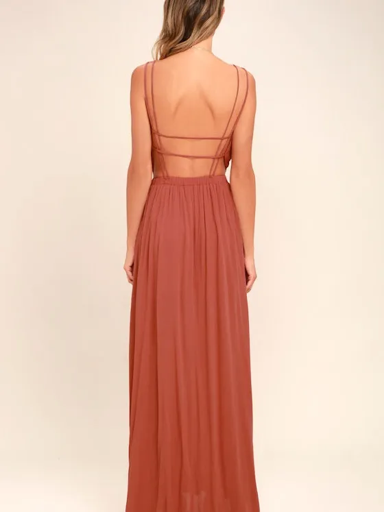 Lulus Lost in Paradise Rusty Rose Maxi Dress - Image 3
