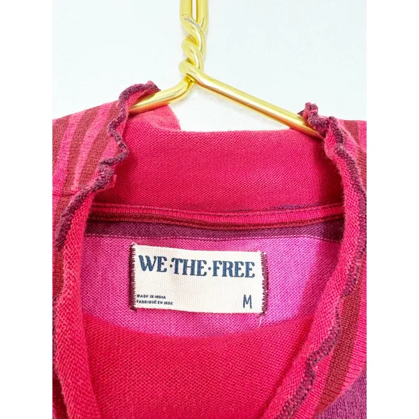 Free People We The Free Punk Playful Tee Size Medium Pink Red Stripes Emo - Image 6