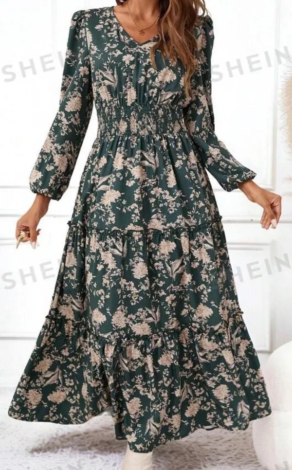 SheIn Floral Print Long Sleeve Dress - Image 5
