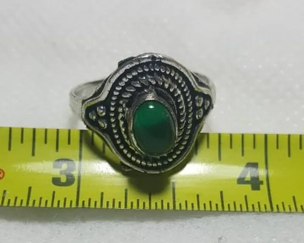 Onyx Natural Green Sterling Silver Gemstone Ring No Stamp Ring size - 8 - Image 3