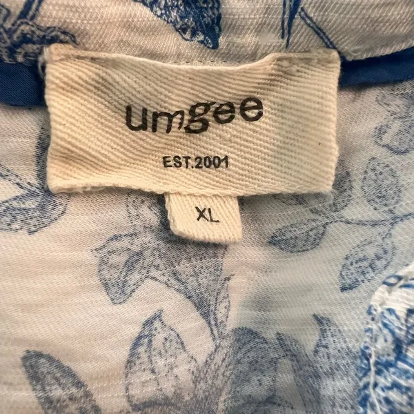 Umgee Blue White Floral Tiered Maxi Dress XL Ruffle Sleeve V-Neck Boho - Image 4