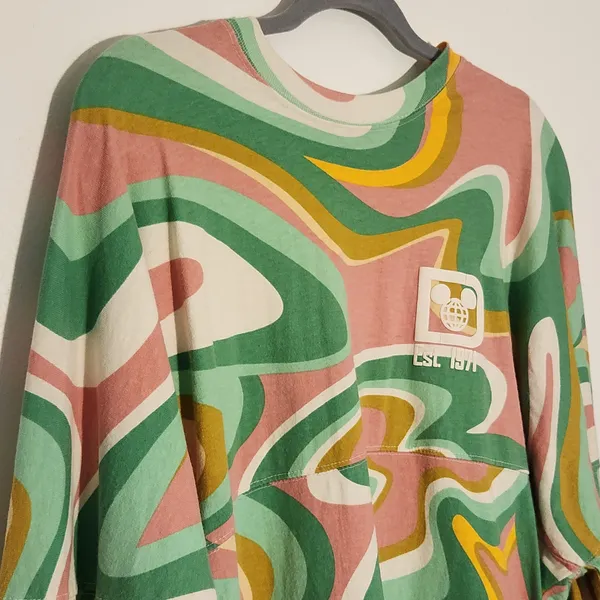 Disney Green and Pink Print Walt Disney World Oversized Jersey Tee Size XL - Image 4