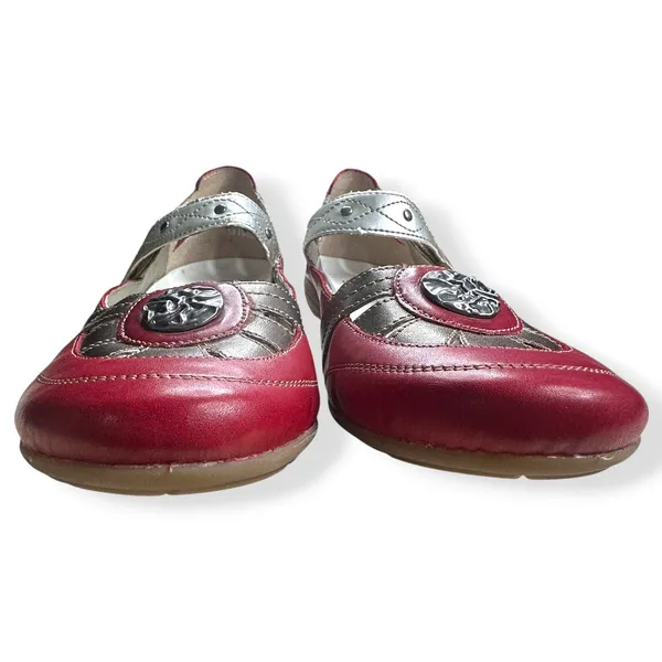 Remonte Mary Jane‎ Flats Leather Red Metallic Boho Womens 40 US 9 - Image 4