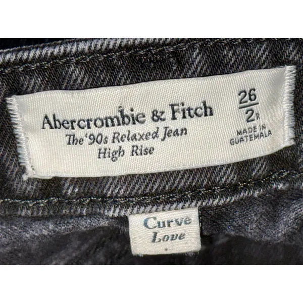 Abercrombie & Fitch Curve Love 90s Relaxed Jean High Rise Black Jeans Size 26 2 - Image 3