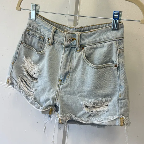 PacSun Mom Shorts Light Wash Distressed Denim High Waisted Size 23 Festival - Image 3