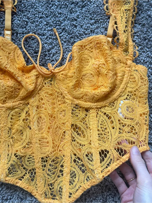 For Love & Lemgings For Love And Lemons Orange Lace Crop Bustier - Image 4