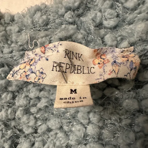 Pink Republic Textured Blue Open Front Cardigan - Size M - Image 6