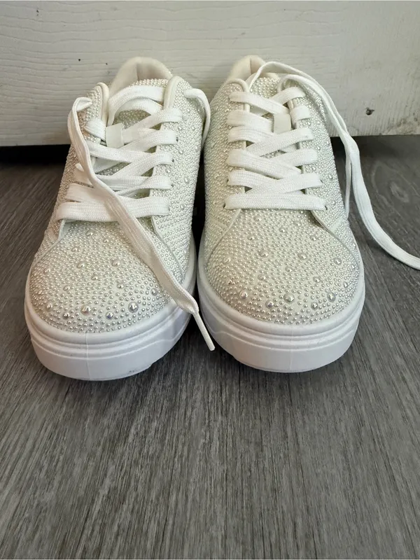 Madden Girl Jeena White Rhinestone Sneakers Size 7.5 NWOT - Image 2