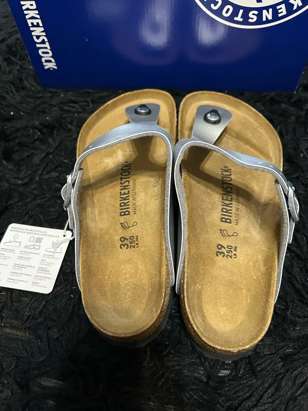 BIRKENSTOCK Gizeh silver sandals shoes women’s eur 39 new - Image 3