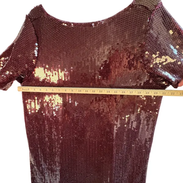 Abercrombie & Fitch‎ Sequin Mini Dress Burgundy Maroon Open Back XLP Party Glam - Image 5