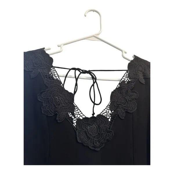Free People Black Lace Baby Doll Flowy Boho Blouse /// Size XS - Image 7