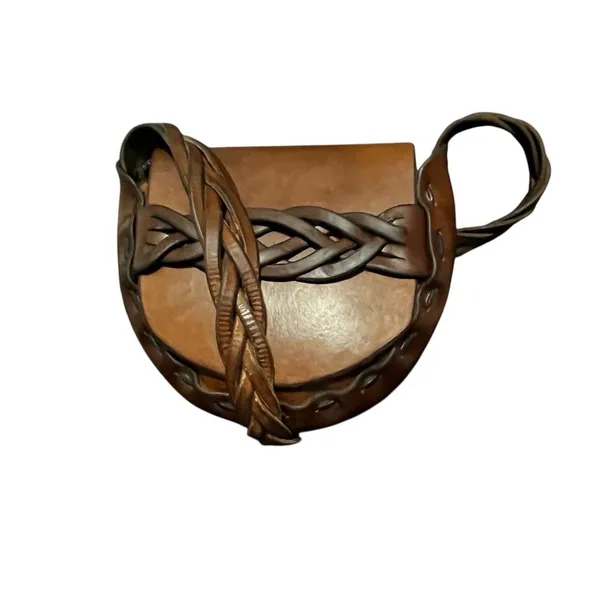 Vintage Handcrafted Brown Leather Braided Saddle Style Shoulder Bag Boho Western - Image 7