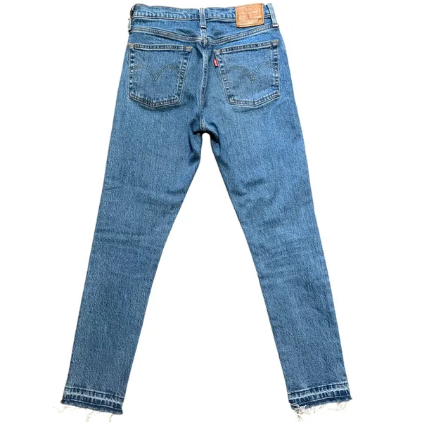 Levis 501 Jeans Women Sz 26x28 Blue Denim Button Fly Straight Le - Image 2