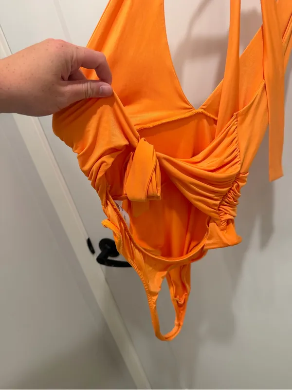 Urban Outfitters Orange Halter-Back Bodysuit - Image 3