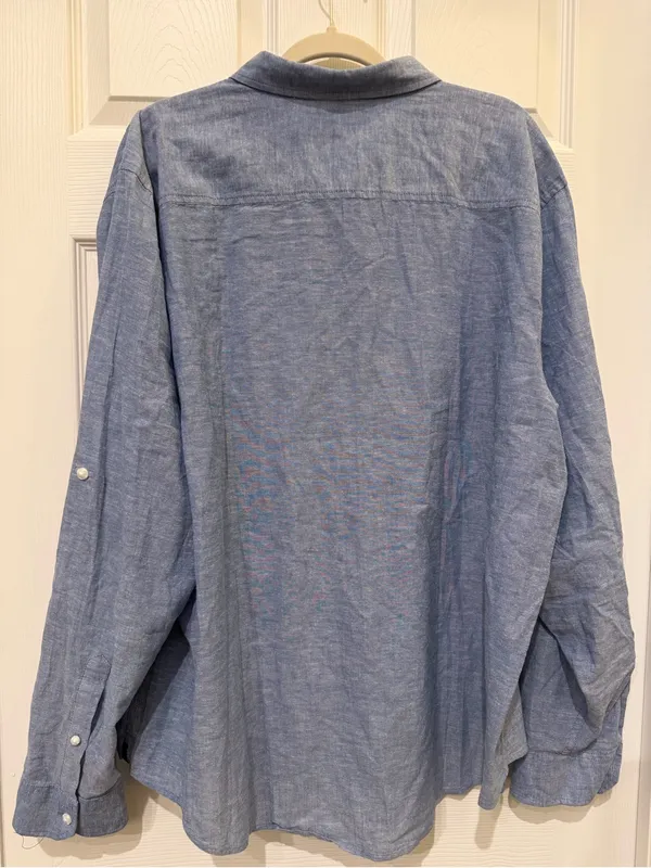 Liverpool Los Angeles Women XXL Blue Chambray Linen Blend Roll Tab Shirt NWT - Image 2