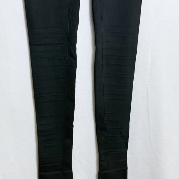 Blanqi Black Moto Cuffed Hipster Belly Support Maternity Leggings Size L - Image 5