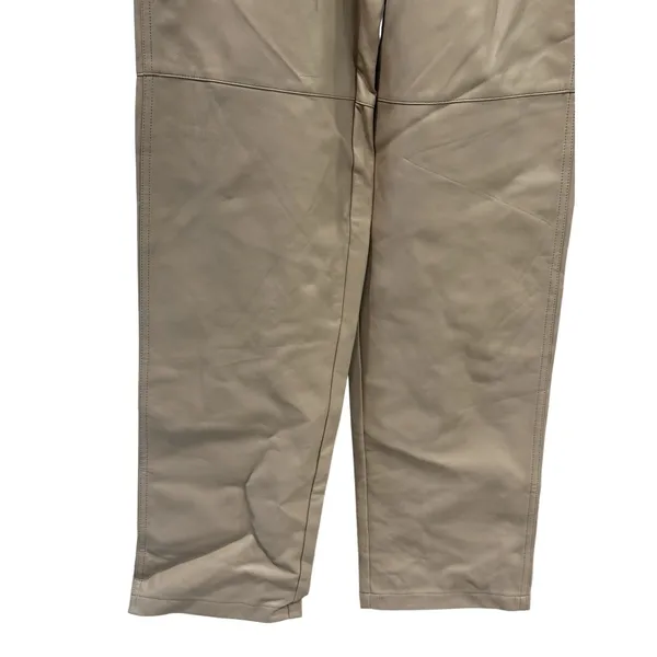Wayf Faux Leather Pants Beige High Waisted Straight Leg XS NWT Trendy Minimalist - Image 5