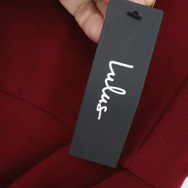 Lulus Burgundy Wine V-Neck Bodycon Wrap Tulip Skirt Cocktail Dress Medium NEW - Image 3