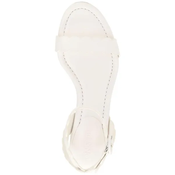 NWT On 34th Womens Pathina Scalloped Sandals Block Heel White Smooth 8.5M - Image 4