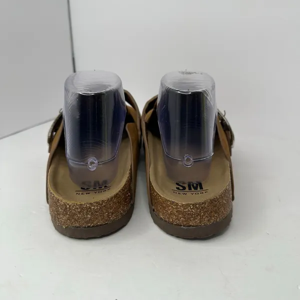 SM New York Brynlee Suede Clog Mules Sz 10 Tan Buckle Boston Style Slip On - Image 4