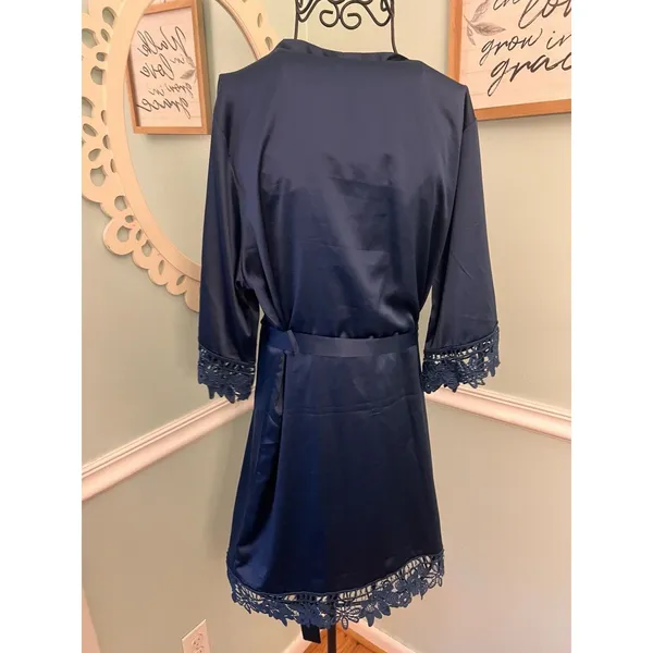 Le Rose Kimono Women's Nightwear Robes Dressing Gown Size S XS Blue NEW‎ - Image 4