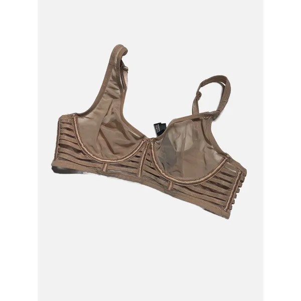 Victoria's Secret Bra Women 32B Tan Mesh Cage Strappy Unlined Plunge Lingerie - Image 2